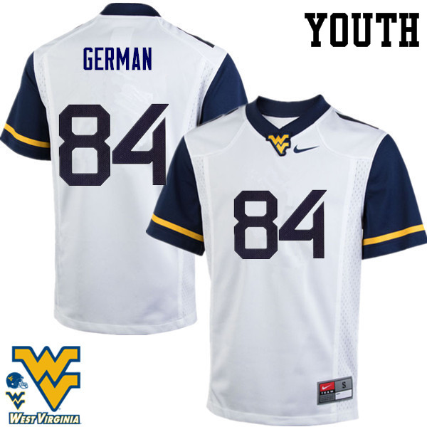 NCAA Youth Nate German West Virginia Mountaineers White #84 Nike Stitched Football College Authentic Jersey JZ23A17HZ